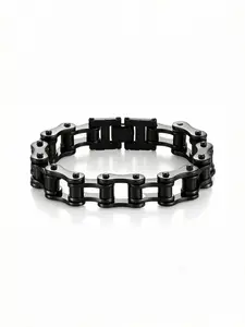 1 bracelet, men's stainless steel trendy rock-style motorcycle chain bicycle titanium steel accessory, suitable for various holidays, a gift for boyfriend or elders, Trendy fashionable accessories