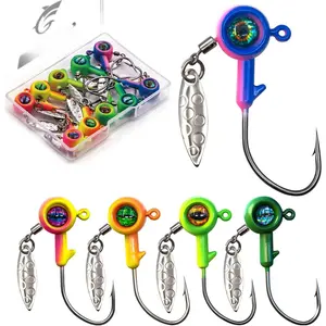 Jig Heads Hooks with Spinner - Underspin Crappie Fishing Jighead with Willow  for Saltwater Freshwater 1/32oz,1/16oz,1/8oz,3/16oz,1/4oz