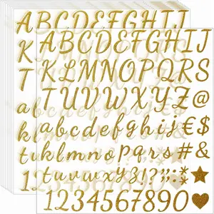 790 Pieces 10 Sheets Self Adhesive Glitter Alphabet Letter Stickers for Classroom Decor, Grad Cap Decoration, DIY Crafts Art Making, Business, Address Number (Gold,1 Inch)