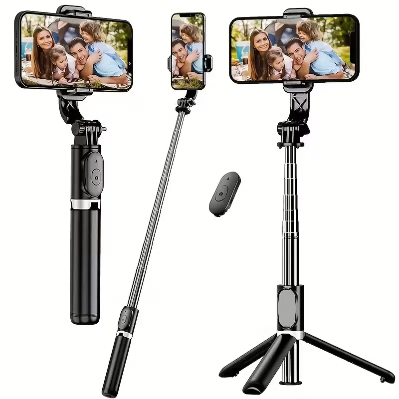 40-in Extendable Selfie Stick with Wireless Remote Control - 360° Rotatable Anti-Shake Professional Floor Stand Tripod for Live Streaming, Travel, Phone Electronics Accessories