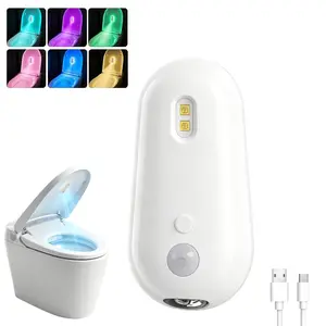 RGB 6-Color Changing Toilet Light, Motion Sensor UV Disinfector, USB Rechargeable Nightlight, Bathroom Decor, Shared Bath Use