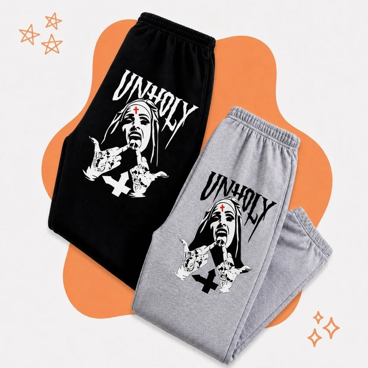 Unholy Graphic Sweatpants, Gothic Streetwear Pants, Comfortable & Stylish Casual Wear, Gift for Him, Gift for Her, Trending 2026 F