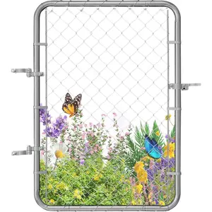VEVOR Chain Link Fence Gate, 72x 48 in, Adjustable Chain Link Fence Panel, Fit 2.2 - 6 ft (W)x 6 ft (H) Garden Fence Gate Opening, Fencing Gate with Plastic Coating, for Farm Black, Posts Not Included