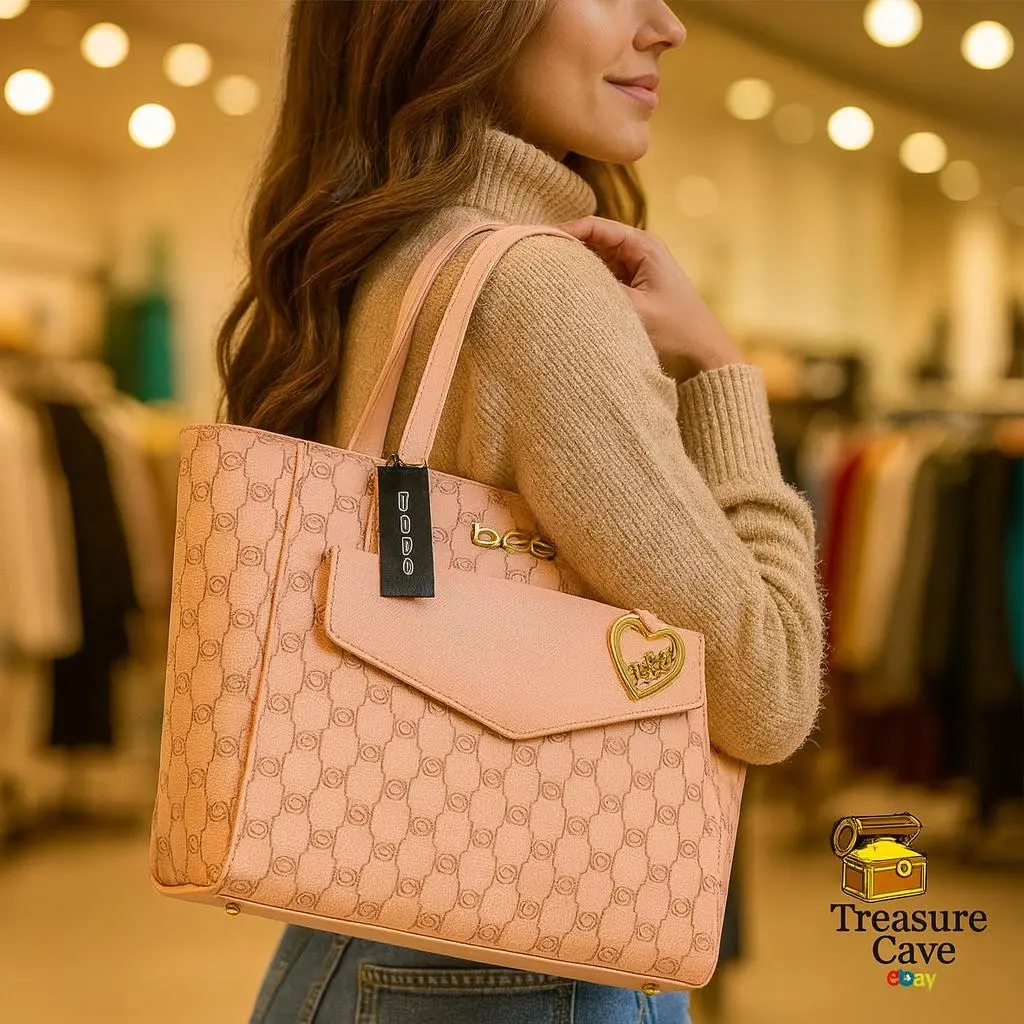 Bebe Tanya Monogram Tote Blush with Pouch ? Elegant Spacious Designer Bag