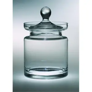 212 MAIN 8 in. European Mouth-Blown High-Quality Glass Cookie Jar Canister - Dishwasher-Safe Food Storage Container for Kitchen Organization
