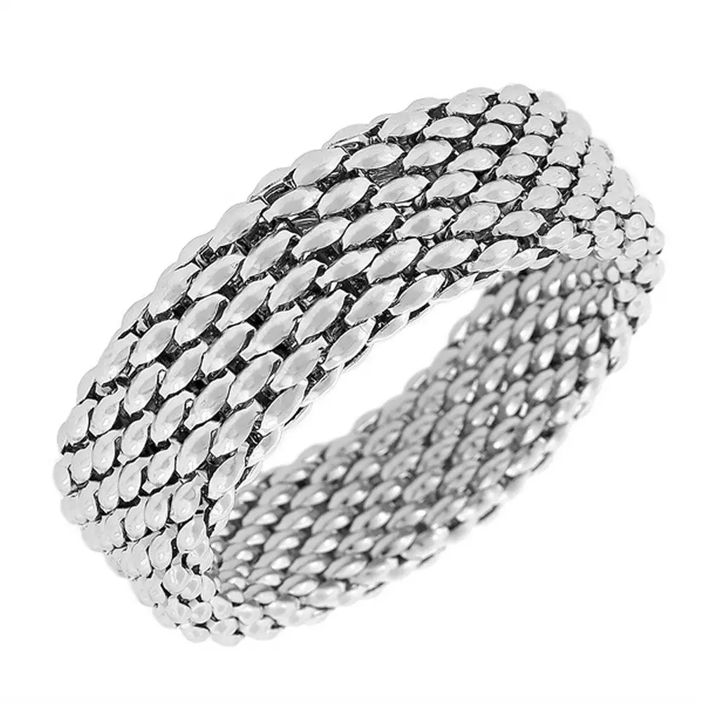Silver Mesh Bracelet - Silver Mesh Design, Elastic Fit, Versatile Style, Elegant Metallic Finish