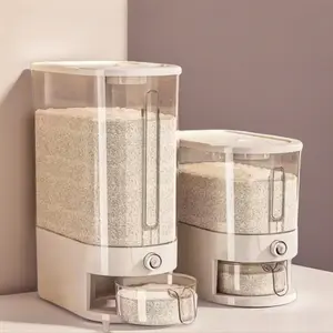 Transparent Color Sealed Rice Container, 10kg Capacity Airtight Push-Button Lid Moisture-Proof Storage Bucket for Kitchen Cabinets & Dry Goods Organization