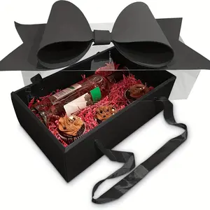 Gift Box With Lid Bow, Set of 5 Elegant Floral Gift Boxes with Sturdy Plastic & Paper Construction, Decorative Bow-like Handle, Pastel Pink & Design for Christmas, Birthday, Valentine'S Day Gift Wrapping