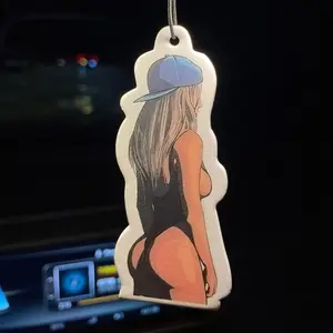 Sexy Blonde Bikini Girl Summer Hawaii Beach Style Arctic Ice Scented Car Air Freshener, Long-Lasting Aromatherapy Paper Pendant, Car Fragrance, Car Scents