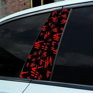 2PCS Joker Laugh HAHA Vinyl Decals for Vehicle B-Pillar Decoration, Self-Adhesive Glossy Finish, Left Side Placement, Single Use Sunscreen Automotive Styling Stickers