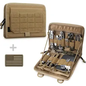 OUTDOOR Tactical Folding Admin Pouch, Tool Bag of -Cut Design, Utility Organizer Medical Bag Modular Pouches Tactical Attachment Waist Pouch Include U.S Patch(Pouch Only))