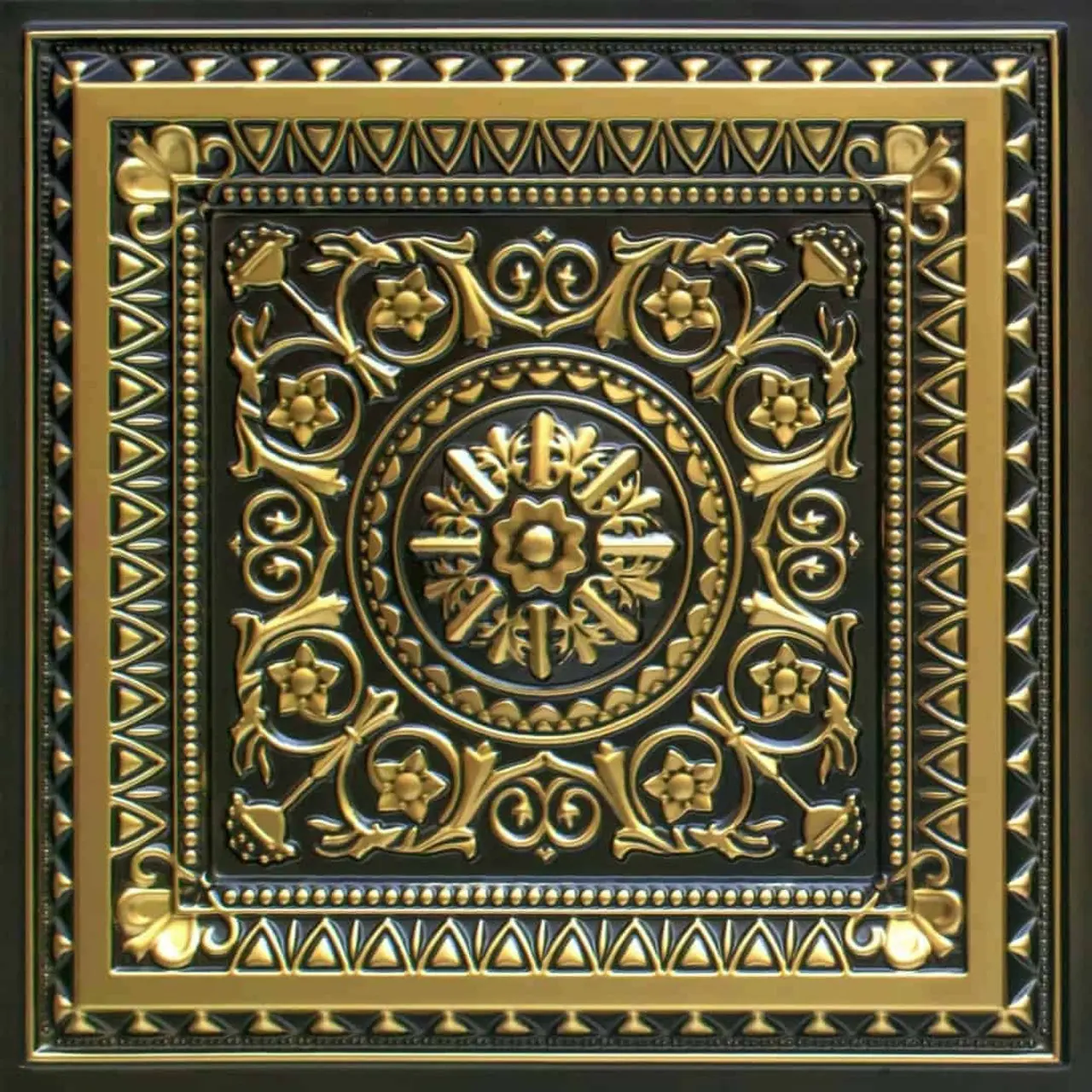 From Plain To Beautiful In Hours La Scala 2 ft x 2 ft PVC Glue-up or Lay-in Faux Tin Drop Ceiling Tile - #223, Pack of 25, 100 sqft, Drop Ceiling Tiles