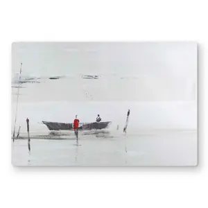 Begin Home Decor C1MP121827WA0O 12 x 18 in. Minimalist Boat on the Lake Wall Art - Modern Metal Print