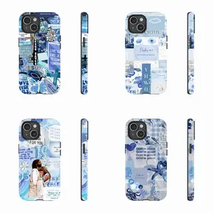 Mobile Phone Case for iPhone 16 Pro Max, Christian Theme Blue Collage Phone Case, Rugged PBT+TPU iPhone Cover – Dual-Layer Drop Resistant, Compatible with iPhone 16/15/14/13/12 Pro Max/Plus