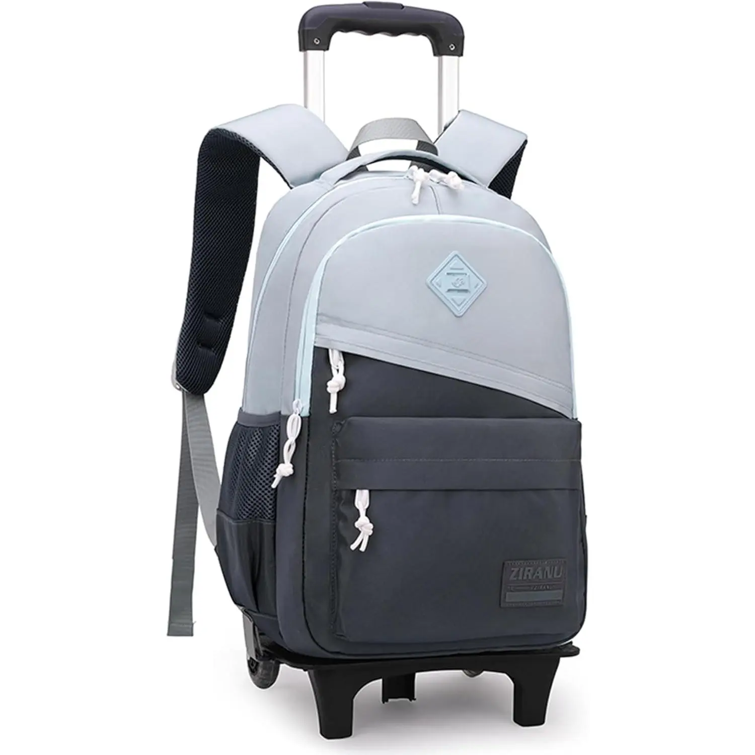 Rolling Backpack, Wheeled Backpack for Boys & Kids, 20L Capacity, Grey, Adjustable, Water Resistant