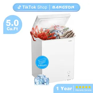 BANGSON 5.0 Cu.Ft Chest Freezer, Deep Freezer with Removable Basket, Adjustable Thermostat Mini Freezer, Gift Idea, Christmas Gift
