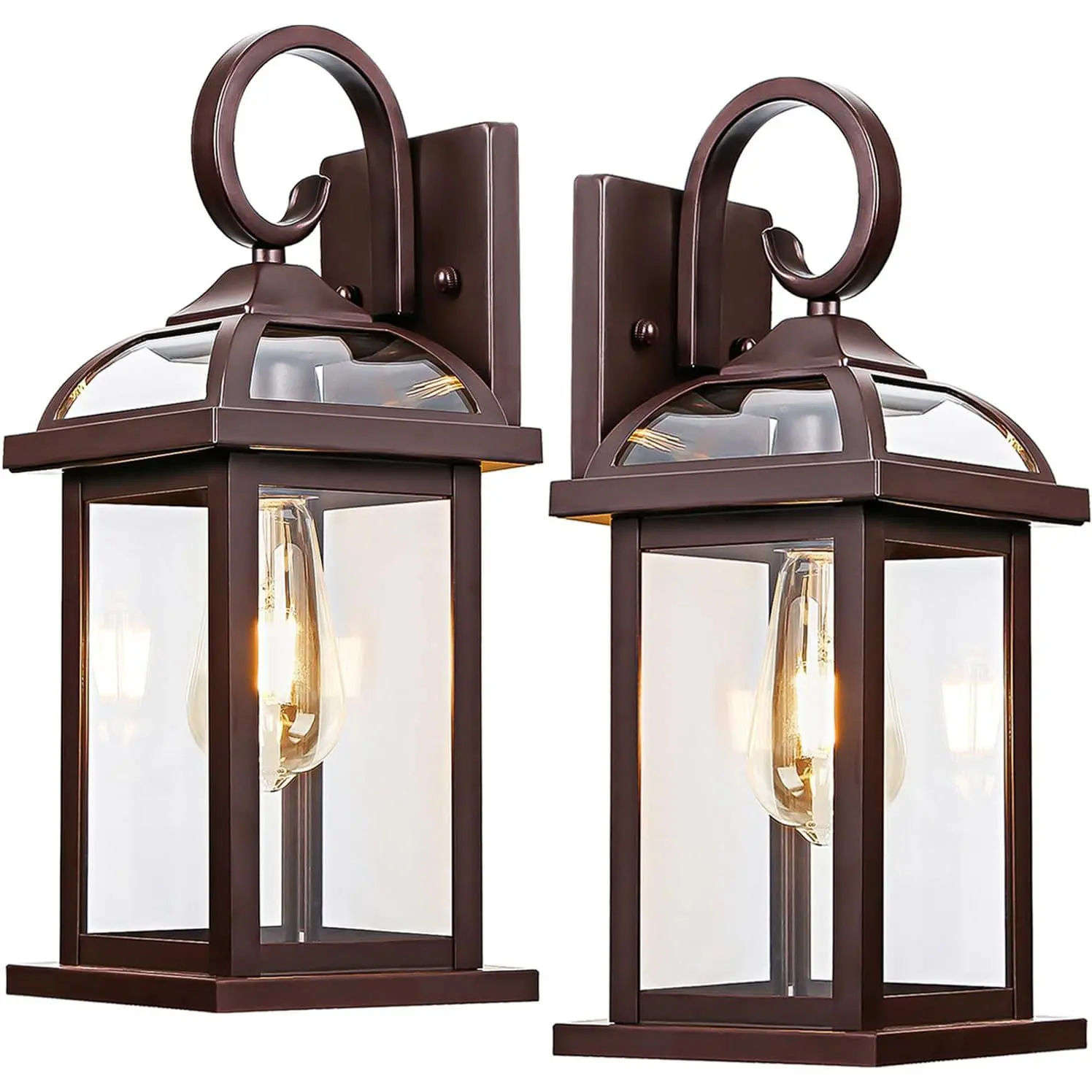 Bronze Outdoor Wall Lanterns  Anti-Rust Porch Lights 2-Pack, Exterior Light Fixtures IP65  Clear Glass Brown Outdoor Sconces Lamps Wall Mount, Oil Rubbed Bronze