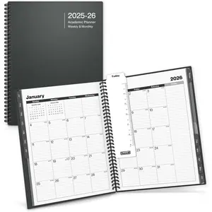 Academic Planner Book 2025-2026, 8.5x11 Monthly Planner, July 2025-June 2026, Large Book with Laminated Tabs, Bookmark, Free Stickers, Calendar Planner Organizer