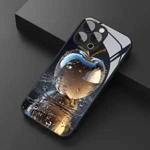 Light luxury crystal tempered glass black mobile phone case for iPhone16promax, 16 15pro 14 PLUS/14promax 13 13pro 12Pro 11/11pro Promax model simple and creative high-end Internet celebrity couple cute and good-looking protective case