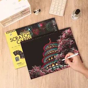 Vibrant A4 Coil Scratch Art Book, Creative Adult Graffiti Album with 10 Sheets, Perfect for Holiday Gifts or Decorations