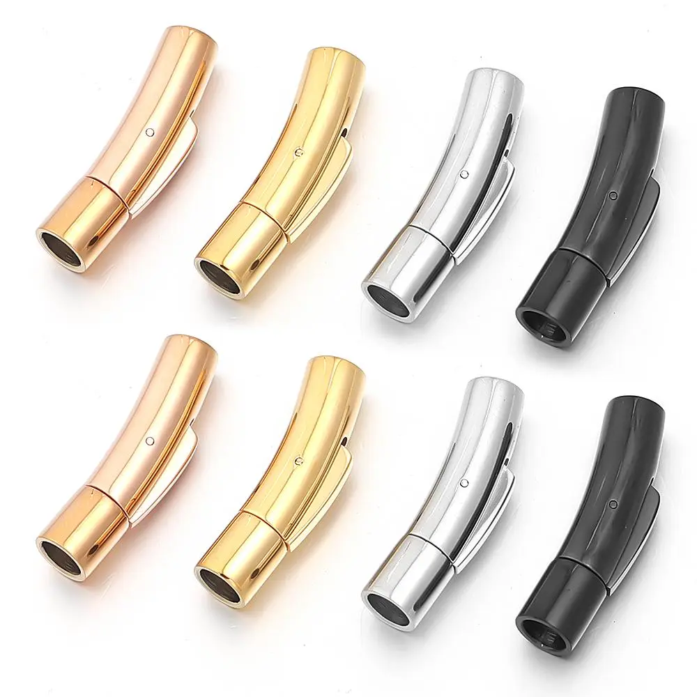 1pc Stainless Steel Clasps Curved Bayonet Clasp Fastener PushLock Lace Buckle Leather Clasps for Bracelet Jewelry Making