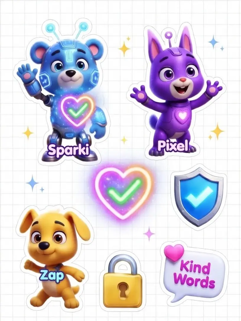 Sparki Safety Sticker Pack – 20 Fun Stickers for Kids Ages 5-11