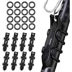 Hook Keeper for Fishing Rod, Magnetic, 8 Set with 2 Sizes Rubber Rings, Black