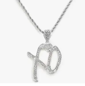 New 2026 Unise High Hip Hop XO Letter Pendant Necklace for Women Men, Iced Out Letter Jewelry Lovers Pendant Fashion Trendy Accessories Creative Gift