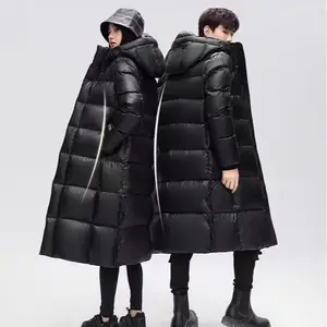 Winter New Arrival Black Gold Down Jacket Unisex Winter Style Shiny Long-Length Thickened Warmth Machine Washable