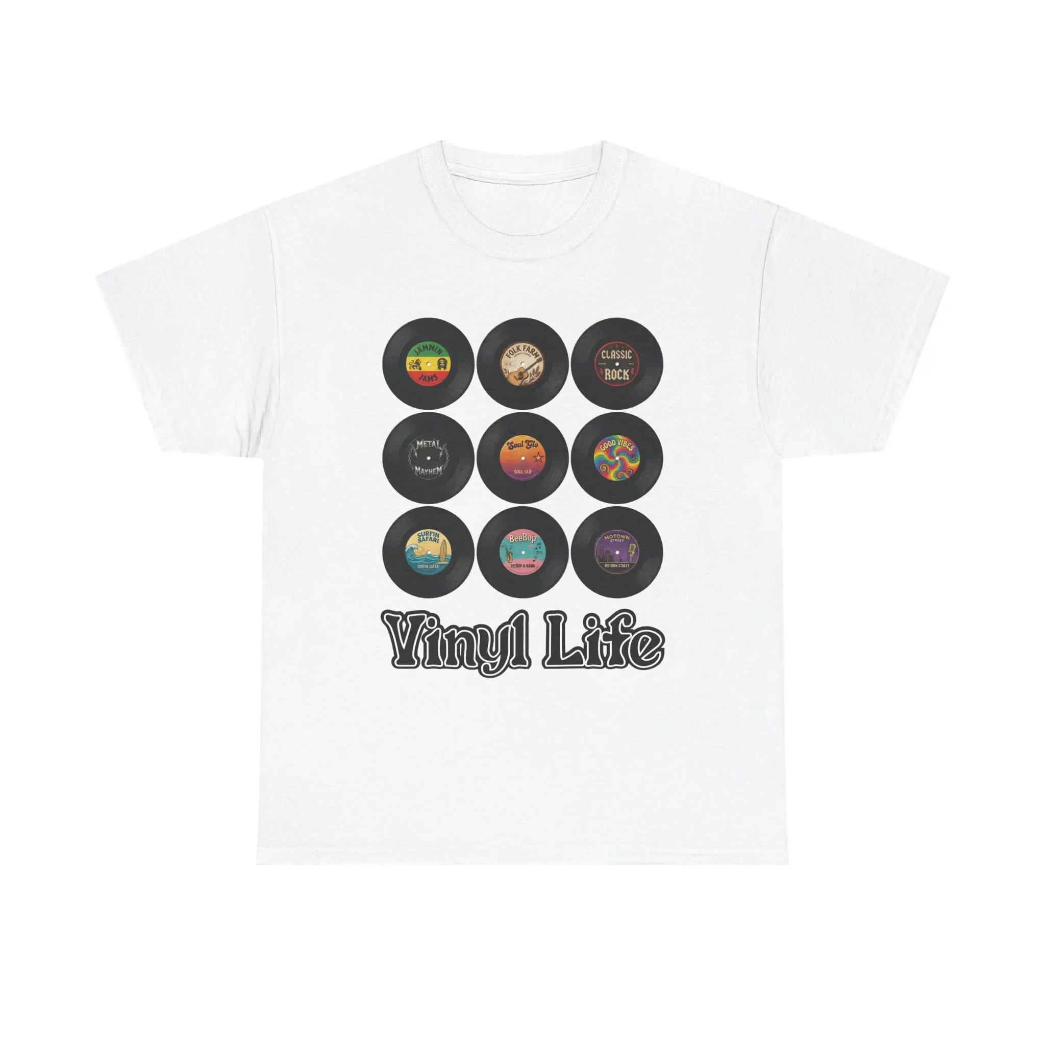 Vinyl Life record collection Tee | Retro vinyl records graphic T-Shirt
