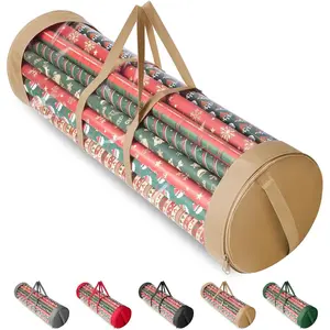 Premium Wrapping Paper Storage Box, 41" Christmas Gift Wrap Organizer, Heavy-Duty 600D Oxford Fabric with Clear PVC Window Fits 18-25 Rolls