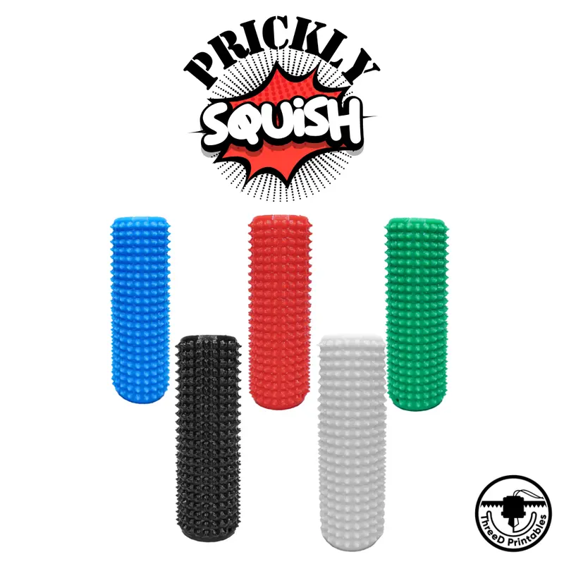 Prickly Squish – Soft Squeezable Fidget for Pain Stimming, Anxiety & Sensory Relief | Flexible TPU | Includes Clip On Keychain | 3” x 1” | Prickly Pal Family