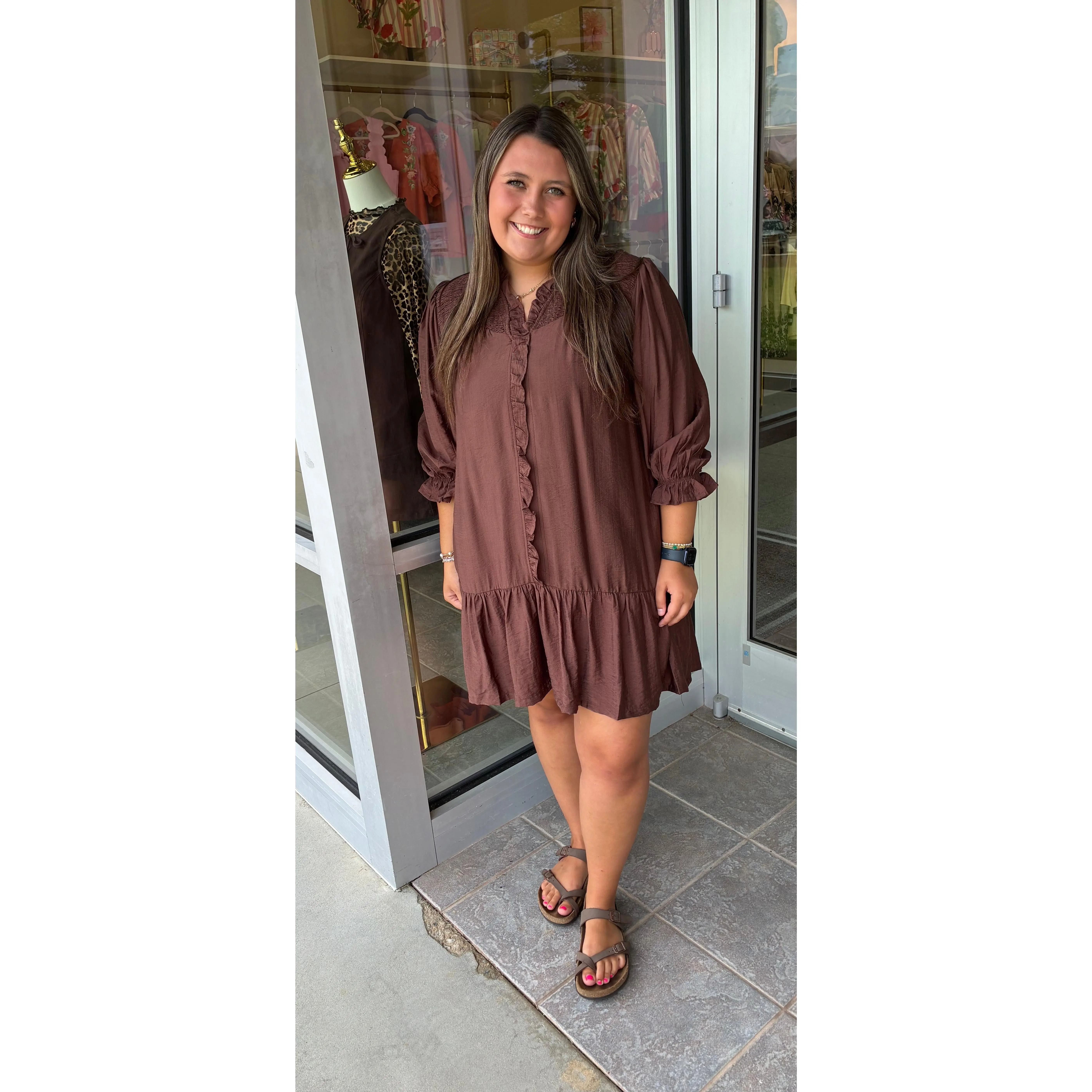 Brown Flowy Dress by Umgee