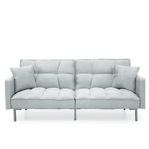 Best Choice Products Convertible Living Room Linen Fabric Tufted Split-Back Futon Sofa w/ 2 Pillows Best Choice Products Convertible Living Room Linen Fabric Tufted Split-Back Futon Sofa w/ 2 Pillows