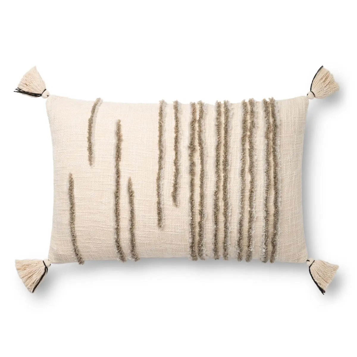212 MAIN Cotton Blend Rectangular Cotton Cushion Cover, 16x26 in., with Poly-Fill Insert, Natural & Stone Color Options, Cotton Cushion Covers