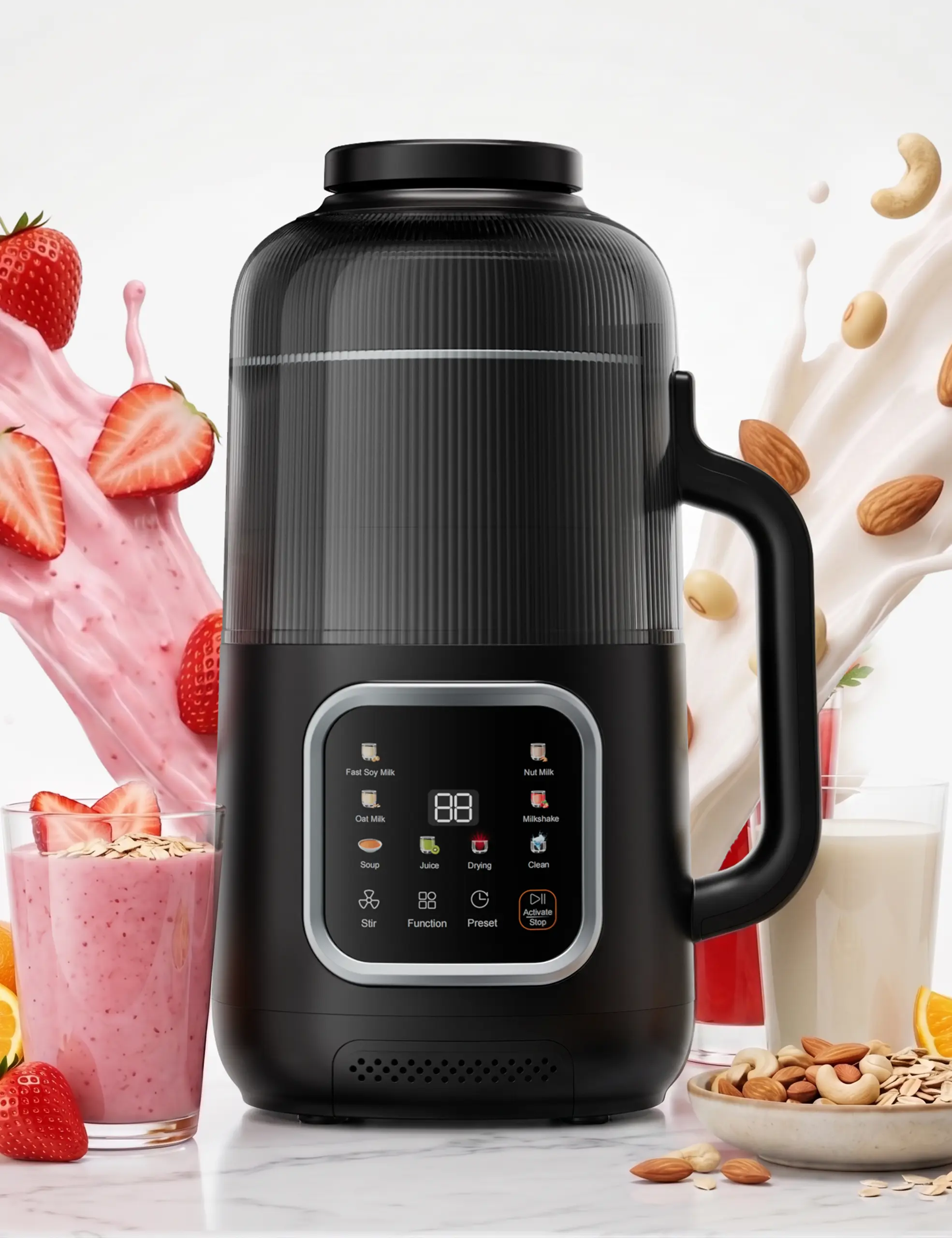 Automatic Nut Milk Maker Machine 10-in-1, Soy Milk Maker Soybean Almond Oat Milk Blender 50oz, Plant Milk Plant Based, Sound Shield 12H Delay Self-Clean Keep Warm, BPA Free 304 Stainless Steel