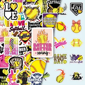 50pcs Softball Sports Hobby Creative DIY Decorative Die Cut Stickers for Scrapbook Luggage Skateboard