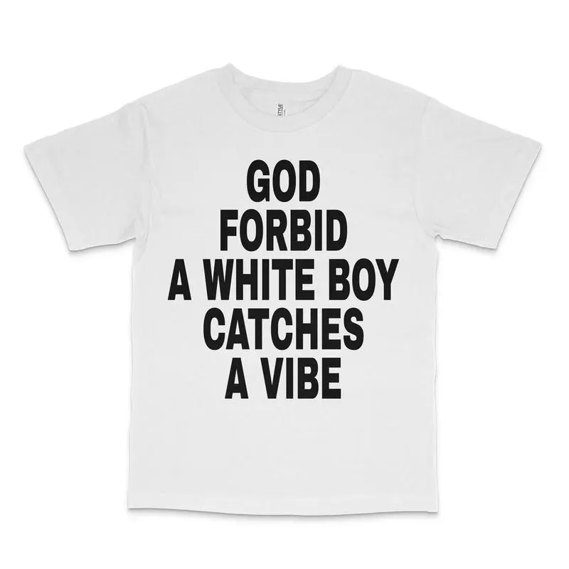 Men's 'Catches A Vibe' Graphic Print Round Neck T-Shirt - 180g Soft Polyester-Cotton Blend, Casual Loose Fit, Slight Elastic Short Sleeve Top for Sports, All Seasons Menswear