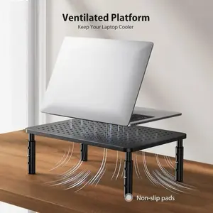 Height Adjustable Monitor Stand - Ergonomic Office Accessories, Laptop Desktop Riser, Computer Base, Elevated Desktop Support Rack for Home Office