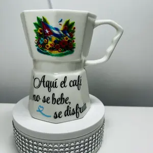 Cuban Flag Design Mug 12 oz Aquí el café no se bebe se disfruta Coffee Cup