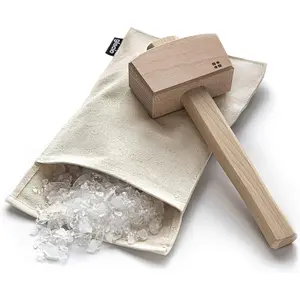 Glacio Ice Mallet and Lewis Bag - Wood Hammer and Canvas Bag for Crushed Ice glacio