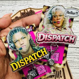 Dispatch Badge Reel with Glitter Acrylic, Healthcare ID Holder