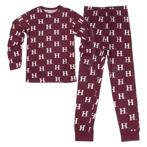 Harvard Crimson Men's All-Over Logo Print LS PJ