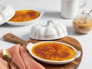 Le Creuset Stoneware Pumpkin Butter Dish, White