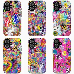 90s L1saFrank Psychedelic Rainbow Phone Case,Y2K 90s Nostalgic Neon Colorful Animal Collage Hard Protective Cover For iPhone Samsung, Gift for her/him/fans