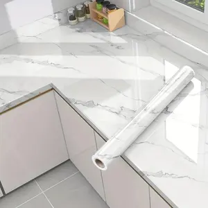 1 Roll Marble Self-Adhesive Decorative Wallpaper - Waterproof & Oil-Proof, Easy to Apply for Kitchen & Bathroom Renovation
