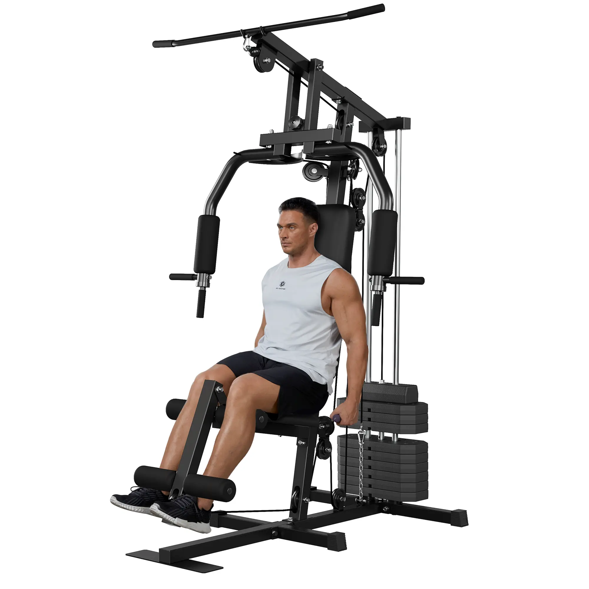 Multi-Function Home Gym System – 100LBS Weight Stack – Full Body Strength Training Station – Includes Lat Pull Down, Chest Press, Leg Extension – Ideal for Garage or Home Fitness