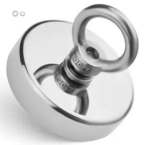 VEVOR Super Strong Neodymium Fishing Magnet, 700 LBS Pulling Force, 2.36 in Rare Earth Magnet with Handle for Retrieving in River, Heavy Duty