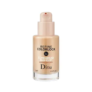 Ditu Color Lock Lightweight Custom Foundation, 4 Custom Shades, All-Day Longwear & Color Lock, Non-Oxidizing Formula, Natural Radiant Finish & Medium Coverage, Nourishing & Radiance-Boosting, #02 Light Warm Beige, 1.23 oz