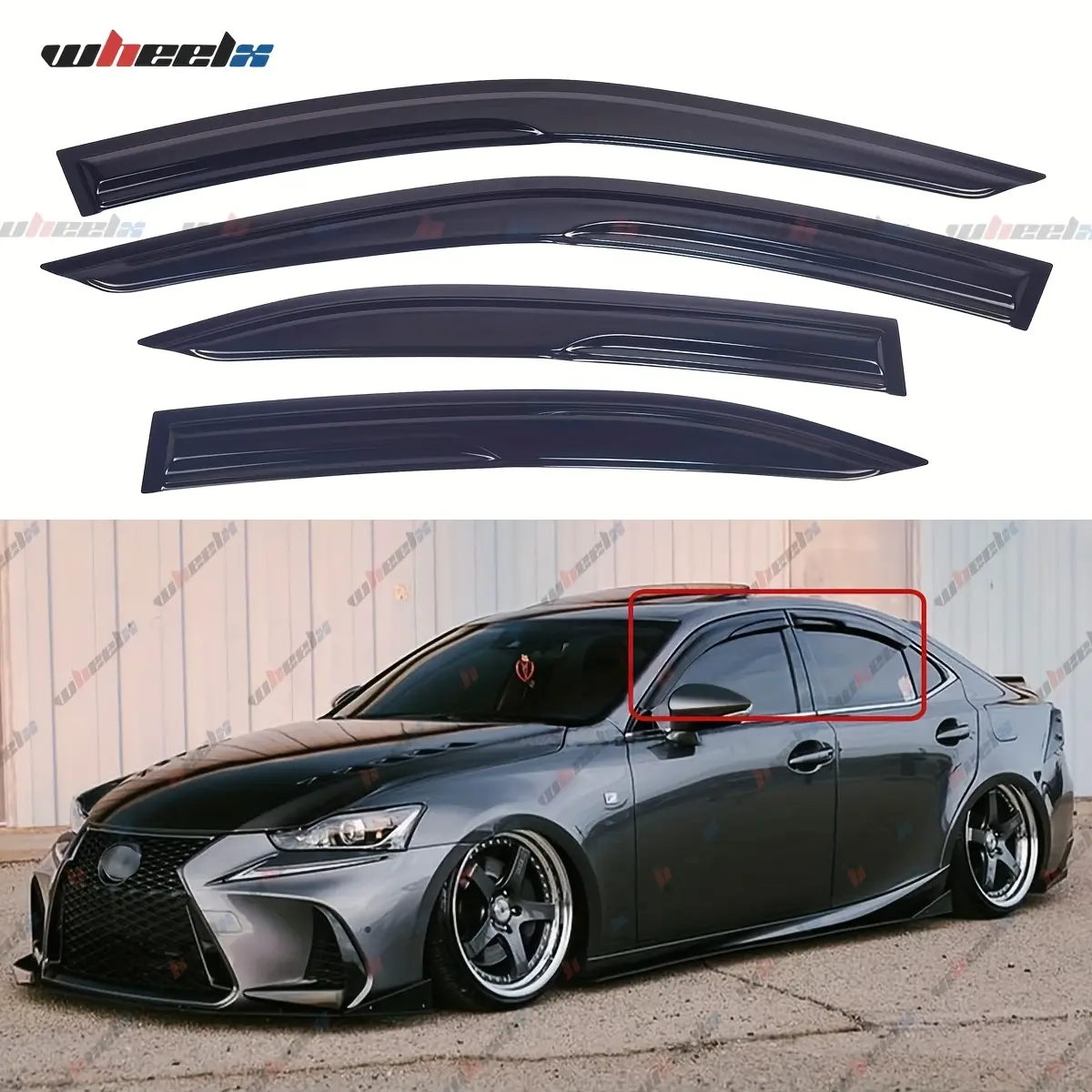 2014-2020 Lexus IS 4-Door Sedan All Models - Car Side Window Deflectors, 4-Piece Acrylic UV Rays Visor , Auto Accessories with 3M Adhesive, Weatherproof, Scratch-Resistant Wind Deflector